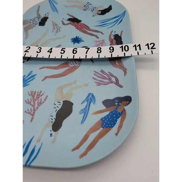 Prima Design Swim Print Bamboo Tray Melissa Wang Ocean Life Blue Summer Party - Picture 6 of 7